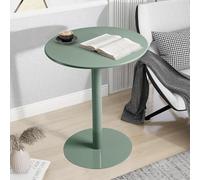 Tavolino rotondo per caffè e computer portatile, con struttura in metallo, consolle e divani, comodino accanto al tavolo, adatto per comodino in camera da letto e tavolini nel divano del soggiorno