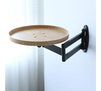 Tavolino rotondo pieghevole da 30 cm, regolabile, con staffa retrattile, vassoio portaoggetti estensibile, design compatto salvaspazio in rovere bianco