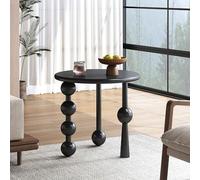 Tavolino rotondo, Tavolini da caffè e da tè in stile Mid-Century Modern con gambe retrò di diverse forme Tavolino da divano con bordi arrotondati Facile da montare for sala da pranzo(Nero)