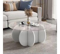Tavolino Rotondo, Tavolino Basso In Vetro e Acciaio, 80*40 Cm Tavolino da Tè In Vetro Liscio Di Lusso Leggero e Di Alto Valore, Facile Montaggio Per Soggiorni, Camere Da Letto, Studi E Appartamenti