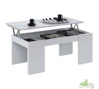 TAVOLINO SALOTTO DA CAFFÈ ELEVABILE 100x50xh43/54 CM BIANCO LUCIDO RETTANGOLARE