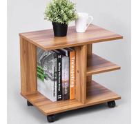 BAKAJI Tavolino da Caffe Salotto Multifunzione Tavolo Divano Porta TV Riviste Comodino con Ruote in Legno Melaminico (Noce)