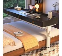 Tavolino servitore ad altezza regolabile con manovella, scrivania sopra il letto con ruote, tavolino mobile sopra il letto con cassetto e deflettori for camera da letto(Black+white,230cm/90.5in)