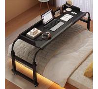 Tavolino servitore con ruote，tavolino per computer portatile con Lunghezza 115-210cm e Altezza 65-95cm Regolabili Scrivania Tavolo Medico Tavolino a croce Tavolino da Letto e Divano Ruot(Color:Nero)