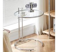 Tavolino Servitore in Vetro Tavolo Serviletto Regolabile I Tavolino D'Appoggio Vassoio in Vetro E Telaio in Metallo, Colore:Vetro Trasparente Regolabile in Altezza Tavolino Divano Laterale (Color : C