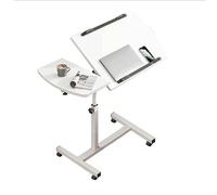 Tavolino Servitore Letto,Carrello Con Ruote Dotate Di Freno,60x40 Cm,Con 2 Barre Antiscivolo,Adatto Per Uso Con Tavolo,Divano o Letto,Supporto Per Laptop Con Altezza e Angolazione Regolabili (Bianco)