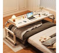 Tavolino servitore regolabile in altezza e larghezza su ruote, scrivania sopra il letto con deflettore, comodino letto ideale per la casa e l'ufficio(White,120 * 44cm/47 * 17in)