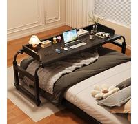 Tavolino servitore regolabile in altezza e larghezza su ruote, scrivania sopra il letto con deflettore, comodino letto ideale per la casa e l'ufficio(Black,120 * 44cm/47 * 17in)