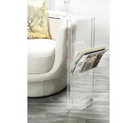Tavolino, Sidetable, lato divano interamente in plexiglass AMBROGIO, Dimensioni 40x28xh 70 cm Con vano portariviste colore Trasparente trasparente