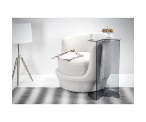 Tavolino, Sidetable, lato divano interamente in plexiglass ATARI, Dimensioni 37x32xh 67.5 cm , Elegante forma geometrica, colore Grigio Fumè grigio
