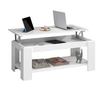 BAKAJI Tavolino da Caffè Soggiorno con Rialzo e Contenitore Tavolo Divano Salotto Design Moderno Apribile in Legno Melaminico Dimensione 100 x 50 x 43 cm (Bianco)