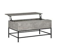 Tavolino sollevabile HOMCOM con spazio portaoggetti nascosto cemento grigio