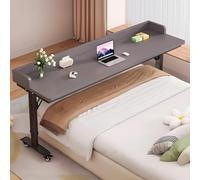 Tavolino sopraletto con ruote e altezza regolabile - Gambe in metallo resistente piano in legno massello Carrello porta computer portatile, uso ospedaliero domestico(With Baffle-H,150cm/59in)