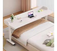 Tavolino sopraletto con ruote e altezza regolabile - Gambe in metallo resistente piano in legno massello Carrello porta computer portatile, uso ospedaliero domestico(With Baffle-C,120cm/47.2in)