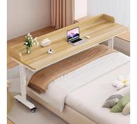 Tavolino sopraletto con ruote e altezza regolabile - Gambe in metallo resistente piano in legno massello Carrello porta computer portatile, uso ospedaliero domestico(With Baffle-A,180cm/70.9in)