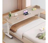 Tavolino sopraletto con ruote e altezza regolabile - Gambe in metallo resistente piano in legno massello Carrello porta computer portatile, uso ospedaliero domestico(With Baffle-G,150cm/59in)