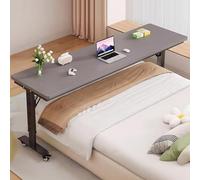 Tavolino sopraletto con ruote e altezza regolabile - Gambe in metallo resistente piano in legno massello Carrello porta computer portatile, uso ospedaliero domestico(No Baffle-H,130cm/51.2in)