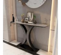 Tavolino stretto e lungo dietro il divano base geometrica in metallo Consolle a mezzaluna con finitura anticata, struttura in metallo antigraffio mobiletto da ingresso(E,150*30*80cm/59.1*11.8*31.5in)