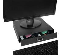 Tavolino supporto per monitor tv con cassetto HWC-L98 polistirene antiurto 7x31x34cm nero