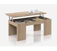 Kit tavolo caffe elev. 50x100x45/56h rovere/bianco