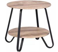 Tavolino Tavolo Moderno Design Rotondo Struttura Nera Piano Tortora Salvaspazio
