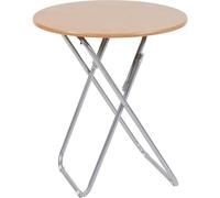 Tavolino Tondo Pieghevole da Esterno, Tavolo Richiudibile da Balcone Giardino Legno Metallo, Effetto Legno con Ripiano, per Giardino Campeggio 60x70 cm Colore Legno Chiaro