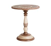 Tavolino tradizionale rotondo 45 x 45 cm Soggiorno Mango Legno scuro Eulo