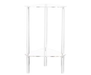 Tavolino trasparente - Scaffale angolare | 34 x 34 x 50 cm, tavolino multiuso a 2 ripiani, facile da installare, angolo triangolare in acrilico, tavolo angolare per bagno, casa, camera da e