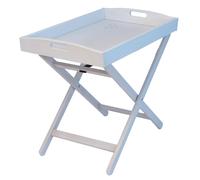 Tavolino Vassoio Pieghevole 64x40x52 cm Zeus in Legno Laccato Bianco