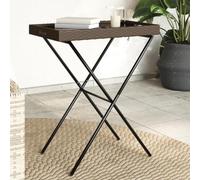 Tavolino Vassoio Pieghevole Marrone 65x40x75 cm in Polyrattan - Foldable Brown Tray Table for Living Room Balcony Lightweight Portable Side Table with Sturdy Frame - for Breakfast, Reading, or Decor