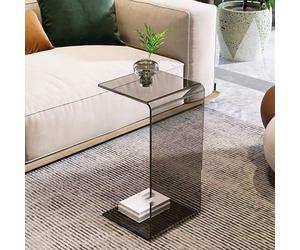 Tavolinos Laterales in Acrilico A U, Tavolino Laterale per Divano A Forma di C, Tavolini Laterali per Divano dal Design Moderno, Tavolino Laterale Industriale(Black 30 x 30 x 55cm)