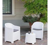 Tavolo 2 sedia con cuscino in resina bianca Salotto casa terrazzo giardino