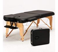 Tavolo 2 sezioni Mobile da massaggio portatile Divano pieghevole con poggiatesta Bracciolo Sgabello per Reiki (nero)