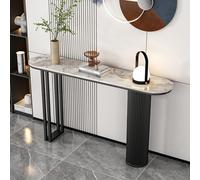 Tavolo Accento Console Moderno Stretto per Ingresso con Base Geometrica Larga di Roccia Industriale Cornice Rettangolare in Metallo Tavolo per Divano Dietro Il Divano(E,160*30*80CM/63*11.8*31.5IN)