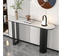 Tavolo Accento Console Moderno Stretto per Ingresso con Base Geometrica Larga di Roccia Industriale Cornice Rettangolare in Metallo Tavolo per Divano Dietro Il Divano(G,160*30*80CM/63*11.8*31.5IN)