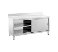Tavolo acciaio inox con mobile - ECO - 180 x 60 cm - 600 kg - Alzatina - Royal Catering RCSSCB-180X60-E-B