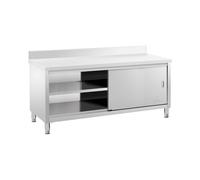 Tavolo acciaio inox con mobile - ECO - 200 x 70 cm - 600 kg - Alzatina - Royal Catering RCSSCB-200X70-E-B
