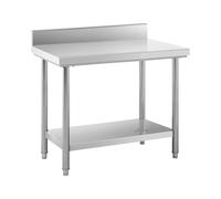 Royal Catering Seconda Mano Tavolo acciaio inox con alzatina - 100 x 60 cm - capacità di carico: 114 kg RCWT-100X60SB