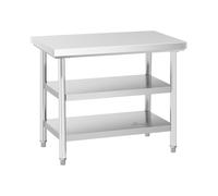 Tavolo acciaio inox - ECO - 100 x 60 cm - 500 kg - Ripiano intermedio - Royal Catering RCWT-100X60-3L-E