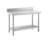 Tavolo acciaio inox - ECO - 120 x 60 cm - 137 kg - Alzatina - Royal Catering RCWT-120X60SB