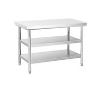 Tavolo acciaio inox - ECO - 120 x 70 cm - 600 kg - Ripiano intermedio - Royal Catering RCWT-120X70-3L-E