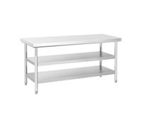 Tavolo acciaio inox - ECO - 60 x 180 cm - 600 kg - Ripiano intermedio - Royal Catering RCWT-180X60-3L-E