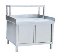 Tavolo Acciaio Inox Pranzo In Banco Da Lavoro Cucina A Doppio Binario Con Due Ante Scorrevoli Scaffale A Un Ripiano Pannello Posteriore Ampia Capacità Di Stoccaggio Include Telaio Verticale Piedini