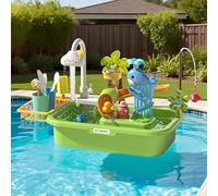 Tavolo Ad Acqua per Bambini, Tavolo da Gioco con Sabbia E Acqua, Giocattolo Sensoriale Educativo Interattivo con Pompa, per Giardino, Spiaggia, Casa, Gioco di Pesca