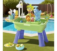 Tavolo Ad Acqua per Bambini, Tavolo da Gioco con Sabbia E Acqua, Giocattolo Sensoriale Educativo Interattivo con Pompa, per Giardino, Spiaggia, Casa, Gioco di Pesca