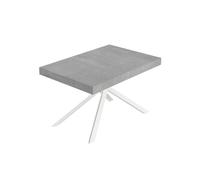 Tavolo Allungabile 140-224x80x74 cm Niket Cemento Gambe Bianche