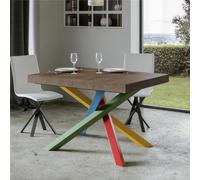 Tavolo Allungabile 160 cm fino a 4.20 mt, Piano VOLANTIS design Moderno Dimensioni 90x160xh77 cm estensibile fino a 420 cm telaio 4 colori piano in Legno di Frassino colore Noce noce