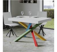 Tavolo Allungabile 160 cm fino a 4.20 mt, Piano VOLANTIS design Moderno Dimensioni 90x160xh77 cm estensibile fino a 420 cm telaio 4 colori piano in Legno di Frassino Bianco Frassino multicolor
