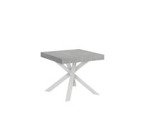 Tavolo Allungabile 90-194x90x76 cm Clerk Cemento Gambe Bianche