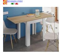 Tavolo Allungabile a Libro Rovere Bianco 2 4 posti 67X67X135 Cucina Bar Pub